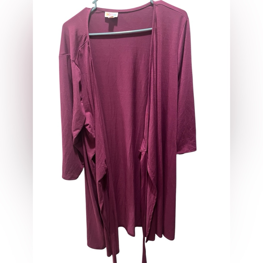 LulaRoe Solid Purple Wrap Dress Plus Size 3X Sleeves Tie